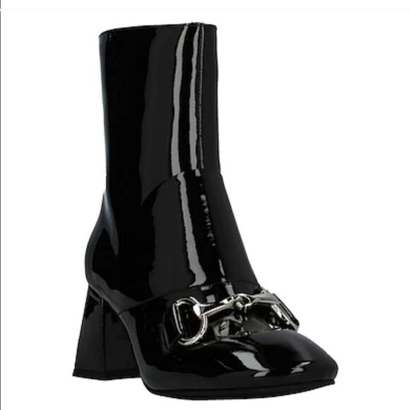 New Jeffrey Campbell Deneuve Bootie Patent Black ankle round toe heel Boot 7 - Picture 2 of 7